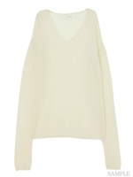 シアーモヘア Vネックニット/ホワイト