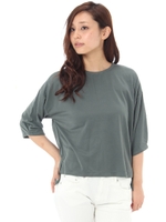 【AZUL ENCANTO】スムースイレヘム5分袖プルオーバー/KHA