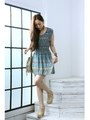 【AZUL by moussy】ANGIE ネイティブボーダー半袖ミニワンピース/柄GRN