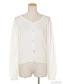 カシミア混ビジューボタンカーデ/ホワイト