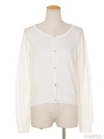 カシミア混ビジューボタンカーデ/ホワイト
