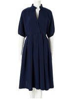 スキッパーフレアミディドレスワンピース/ブラック