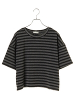 バックリボンボーダープルオーバー/杢グレー