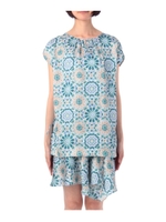 フラワー柄アシンメトリーセットワンピース/グリーン(122)