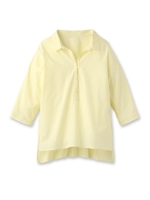 リネン混ストライププルオーバーシャツ/レモンイエロー(331)