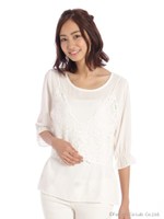 レースキャミ×ブラウス/シロ