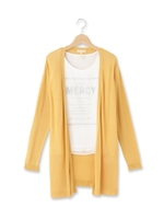 強撚ニットカーデ×ロゴTシャツSET/ホワイト(002)