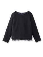 裾レースリネン調ブラウス/ネイビー(393)