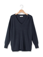 前後アシメコットン混ニット/アイボリー(004)