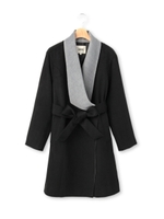 配色ショールカラーガウンコート/ブラック(519)