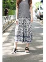 【AZUL by moussy】ANGIE ネイティブボタニカルバギーパンツ/柄WHT