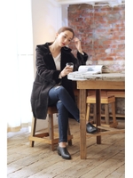 【AZUL by moussy】フェイクムートンフーディコート/BLK