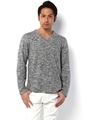 【AZUL by moussy】メランジロングループ裏毛長袖Vネックプルオーバー/T.GRY