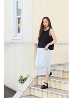 【AZUL by moussy】裏毛リバーシブルスリットロングスカート/柄NVY