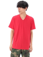 【AZUL by moussy】タック天竺Vネック半袖プルオーバー/D/T.GRY