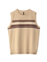 グラニー柄綿混ベスト/ブラック(419)