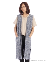 撚杢調ニットジレ/ブラック