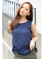 【AZUL by moussy】サイド結びノースリプルオーバー/NVY