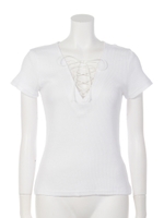 【Auntie Rosa】フロントレースアップトップス/ＣＡＭＥＬ