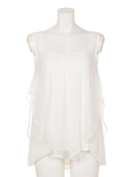 エアリープリーツシフォンTOP/BLK