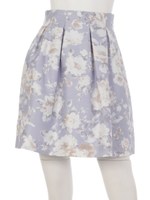 シャンタン花柄タックスカート/アイボリー