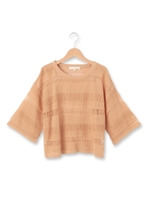 透かしボーダーニットプルオーバー/レモンイエロー(031)