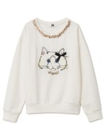 キャットビジューウラケトップス/オフホワイト