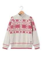 ソーラーセンサー雪柄ジップニット/イエロー系(030)