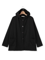 裏シャギーフードカーディガン/ブラック(019)