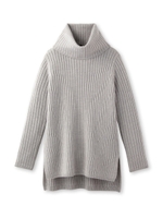 [L]ネックウォーマー付きリブニットプルオーバート/ホワイト系(002)