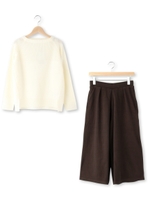 ニット+ワイドパンツSET/ブラウン(027)