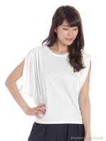 変形肩タックドルマン風トップス/ホワイト