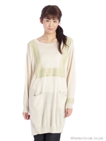 【OUTLET】クロスステッチ刺しゅうニットワンピース/ベージュ