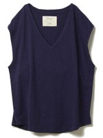 スラブVネックオーバータンク/ブラック