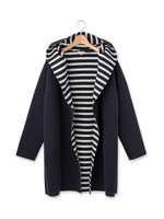 ダブルフェイスフーデッドコーディガン/グレー(012)