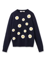 nesessaire フラワー刺しゅうニットプルオーバー/グレー(012)