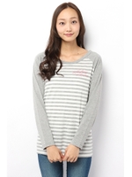 【AZUL by moussy】TC天竺CARスカルラグラン ロンT/柄T.GRY