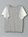 ◎袖フレアレース切替プルオーバー/杢ライトグレー
