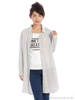 ストライプロングシャツアンサンブル/オフホワイト