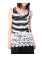 裾レースタンクトップ/ブラック(319)