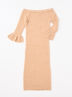 ラメフリルオフショルダーワンピ/BEIGE