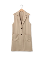 ◆ギャバテーラードロングベスト/ライトベージュ(051)