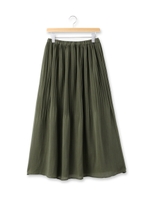 消しプリーツマキシスカート/カーキ(027)