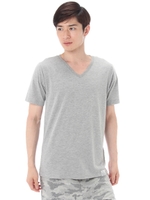 【AZUL by moussy】TC天竺半袖VネックT/T.GRY