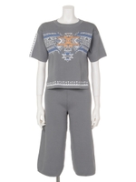 【chille anap】オルテガ柄プリントニットアップ/GRY