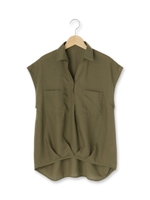 ノースリーブタックブラウス/ホワイト系(002)