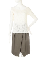 裾スカラップレースカットソー/ピンク(090)