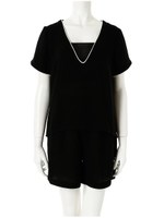 Vネックルームウェアセットアップ/ブラック