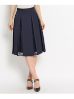 サテンレース幅広プリーツスカート/ボルドー(064)