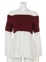 【EDGE】オフショルレイヤーブラウス/ブラック